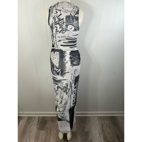 AFRM Black and White Graphic Maxi Dress - Picture 6 of 7